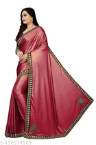 Lycra Embellished Saree For Women, Maroon