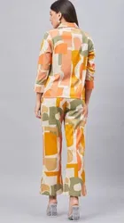 Women's Casual wear Top & Bottom set; Beige; Style-3; M