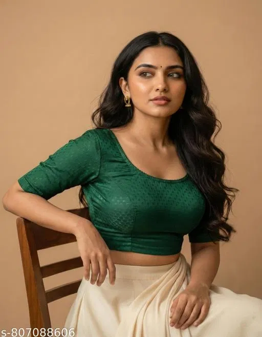 Lycra Ready Made Blouse for Women, Green (26)
