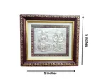 Wooden Shri Laxmi Ganesh Lilver Photo Frame for Puja (Multicolor, 5x5 inches)