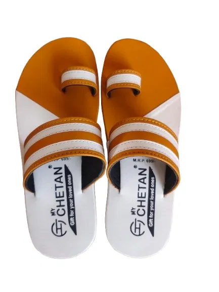 Slippers for Men (Mustard & White, 7)
