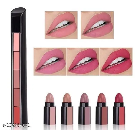 Professional Makeup  Matte Mini 5in1 NUDE Lipstick (Multicolor)