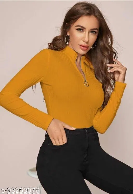 Casual Wear Top & Bottom Sets for Women (Mustard, XL)