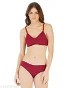 Cotton Blend Solid Lingerie Set for Women 