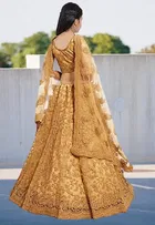 Net Embroidered Semi Stitched Lehenga for Girls 