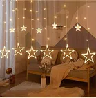 6 Big and 6 Small Star String Light Curtain (Warm White)