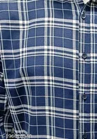 Cotton Blend Checked Shirt for Men, Blue 