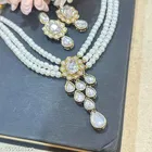 Kundan Pearl Beaded Jewellery Set for Women, White