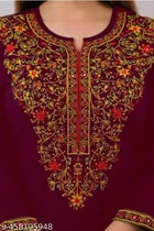 Embroidered Kurta Set with Solid Print for Women 