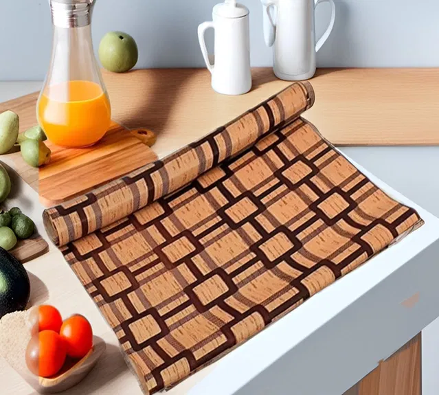 PVC Printed Shelf Mat Roll (Multicolor, 5 m)