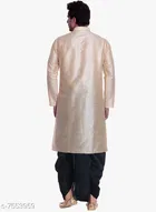 Dupion Silk Solid Kurta with Dhoti for Men 