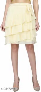 Georgette Skirt for Women (Beige, 26)
