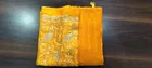Georgette Solid Saree for Women, Yellow 