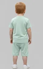 Cotton Blend Solid Clothing Set for Boys, Mint Green 
