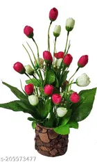 Plastic Artificial Flower With Pot,Multicolour