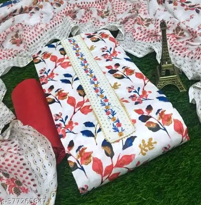 Cotton Printed Unstitched Dress Material for Women (Multicolor)