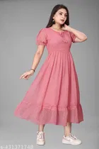 Fit and Flare Georgette Dress for Women 