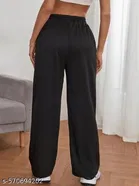 Cotton Blend Solid Trousers for Men, Black 