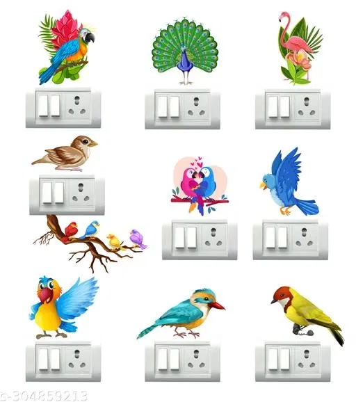 PVC Switch Board Stickers (Multicolor, 3x4.6 cm) (Pack of 10)