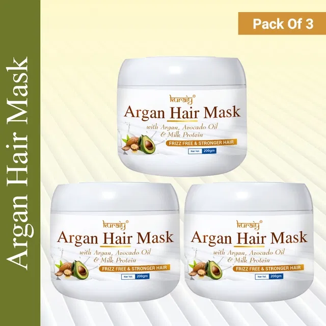 Kuraiy Argan Hair Mask (200 g, Pack of 3)