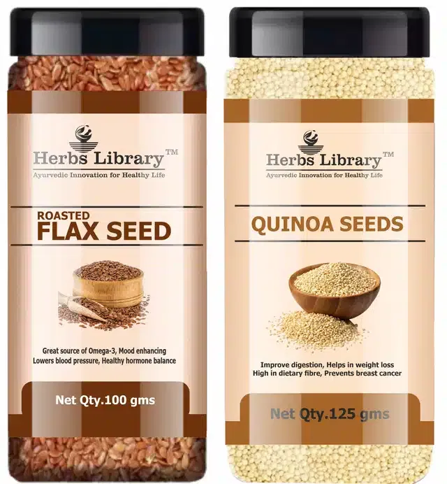 Herbs Library Roasted Flax and Quinoa Seeds (Pack of 2, 125 g)