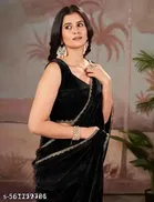 Jimmy Choo Solid Saree For Women, Black