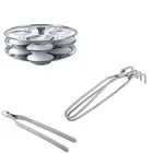 Stainless Steel Pakad, Chimta & Idli Making Stand of 3 Plates 