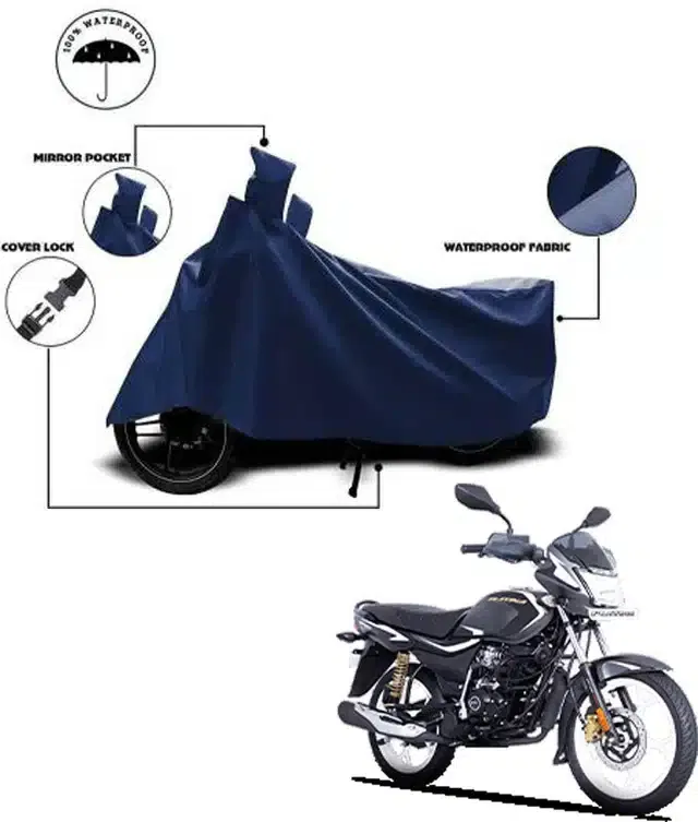 Waterproof & UV Protection Polyester Full Body Cover for Bajaj Platina 100 DTS-i Bike (Blue)