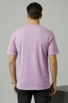 Polyester Round Neck T-shirt for Men, Lavendar 