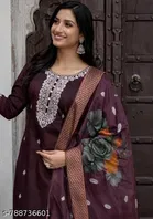 Embroidered Chanderi Silk Kurta Set for Women 