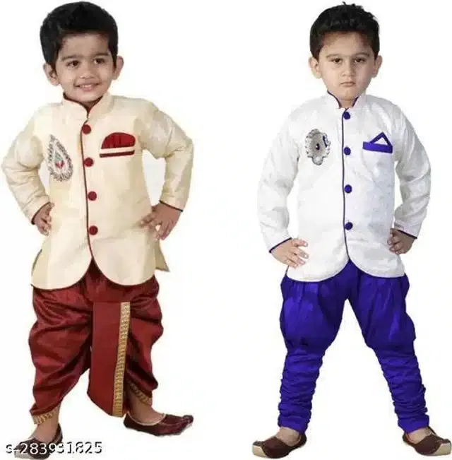 Sherwani Set for Boys (Multicolor, 2-3 Years) (Pack of 2)