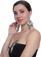 Oxidised Designer Necklace with Earrings Set for Women & Girls 