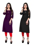 Crepe Solid Kurtis for Women 