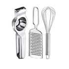 Oc9 Stainless Steel Lemon Squeezer & Cheese Grater & Egg Whisk Kitchen Tool Set 