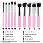 Kamz 10 piece professional cosmetic makeup brush set comes with transparent plastic bag, Pink