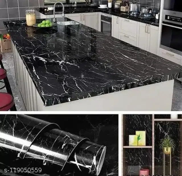 Waterproof Marble Wallpaper (Black & White, 60x200 Cm)