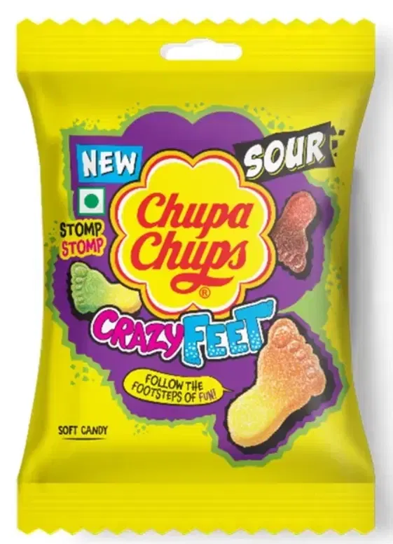 Chupa Chups Sour Crazy Feet Assorted Flavour Soft Candy 93 g