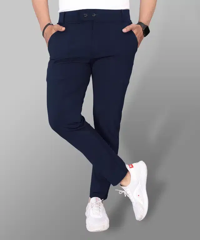 Lycra Blend Trouser for Men (Navy Blue, 34)