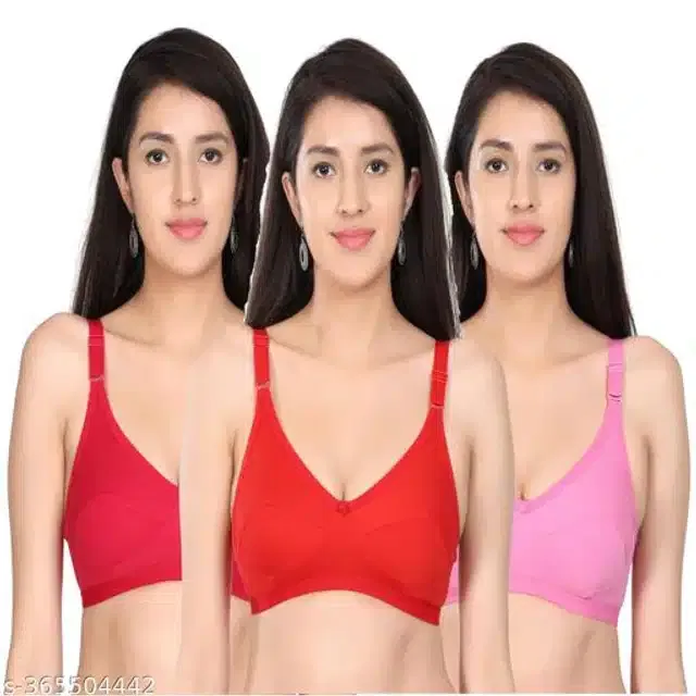 Polycotton Non-Padded Bra for Women (Multicolor, 34B) (Pack of 2)
