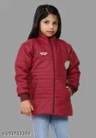 Polyester Jacket for Girls (Maroon, 12-18 Months)
