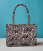 Jute Printed Handbag for Women (Multicolor)