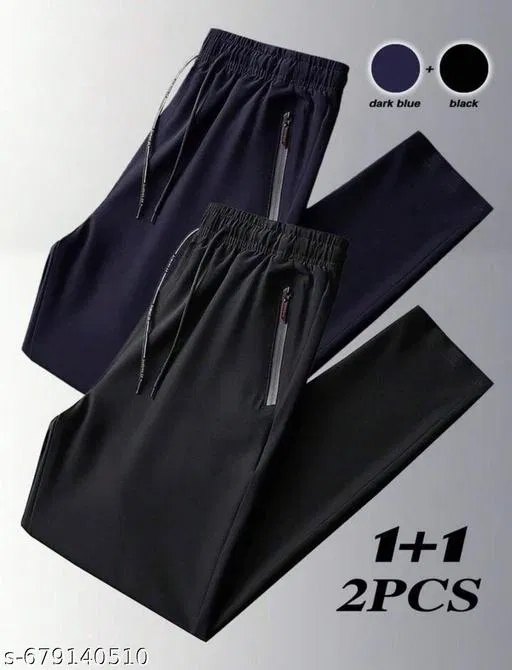 Cotton Pants for Boys, Black & Blue, Pack of 2 (34)