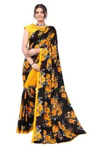 Women Georgette Printed Saree With Unstitched Blouse 