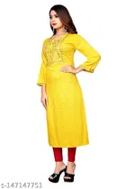 Rayon Slub Embroidered Kurti for Women 