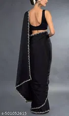 Chiffon Embellished Saree For Women, Black