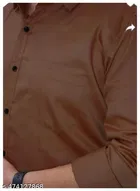 Cotton Blend Solid Shirt for Men, Brown 