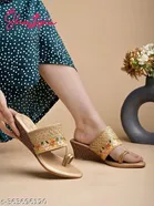 [75] Gold Embellished Wedge Sandals for Women 