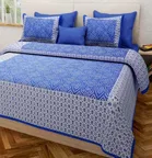 Sanganeri Print Double Bedsheet with 2 Pillow Covers 