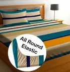 Cotton Elastic Fitted Double Bedsheet with 2 Pillow Covers (Multicolor, 72x72x8 inches)