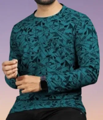 Cotton Blend Printed T-shirt for Men, Green (L)